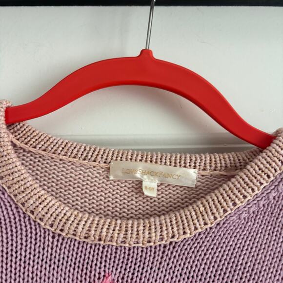 LoveShackFancy Girl’s Colorblock Knit Sweater Star Pink Sz 8-9Y Pastel Purple - Picture 7 of 15